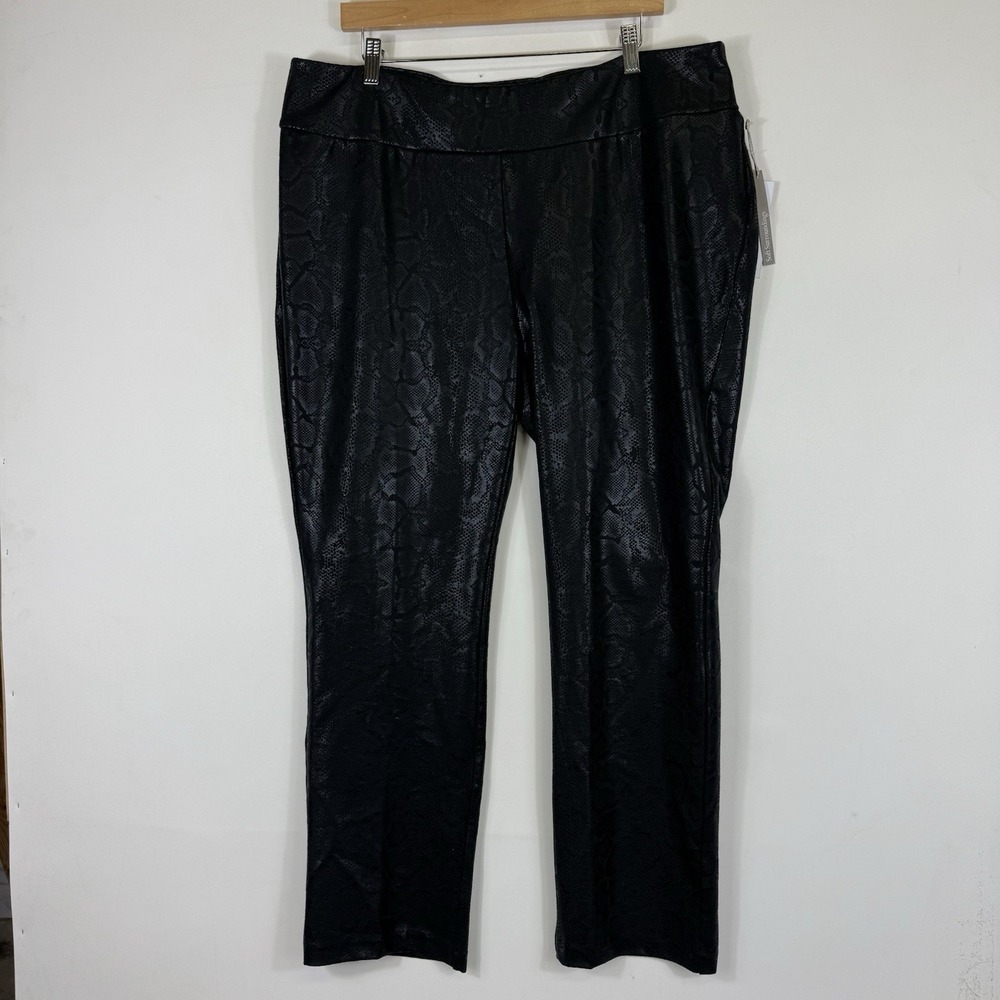 NEW Soft Surroundings Pants Women's 1X Black Perfect Ponte Leggings Moto Goth